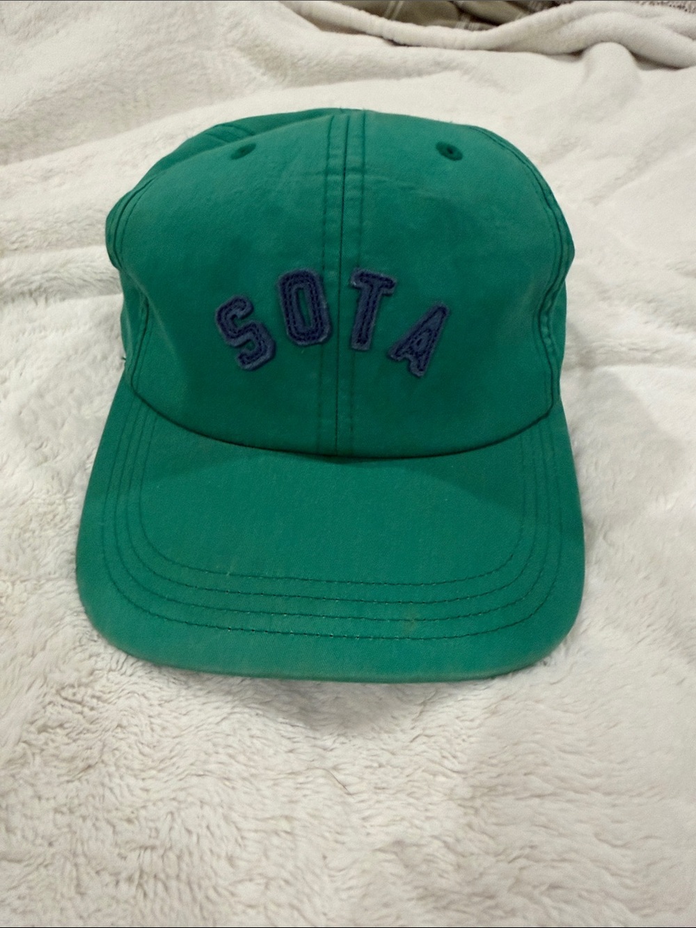 Green Embroidered Cotton Baseball Cap